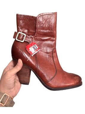NWT Nicole Distressed Brown Leather Ankle Boot